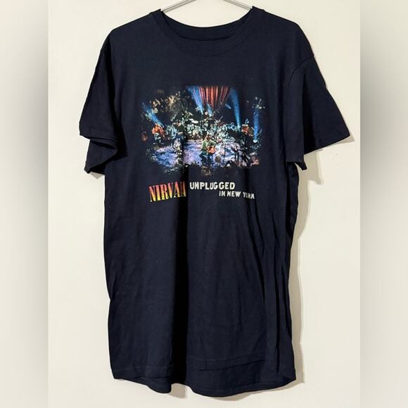 Nirvana Unplugged in New York size large black T-Shirt short sleeve music rock - Picture 9 of 9